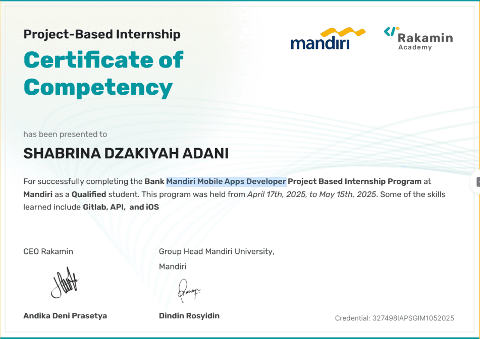 Mandiri Mobile Apps Developer